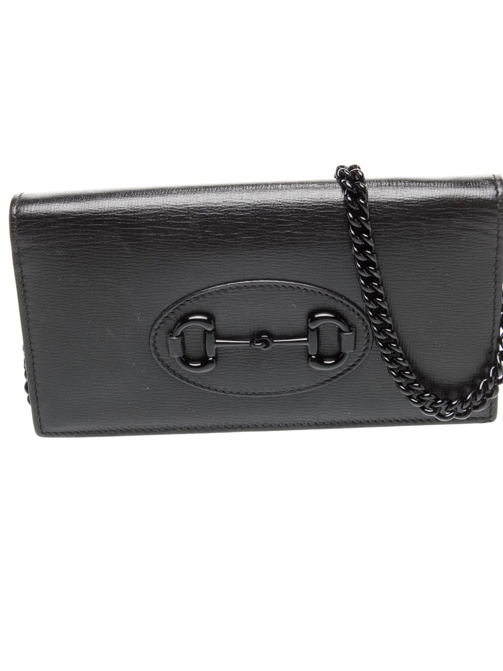 Gucci 1955 Horsebit Black Leather Chain Wallet Crossbody Bag